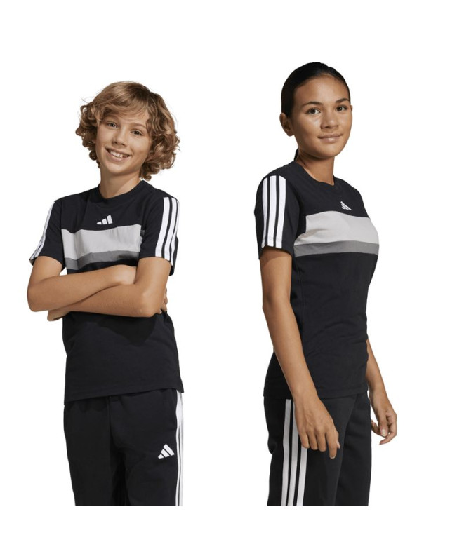 Camiseta adidas 3 Bandas Tib Infantil Preto/Branco