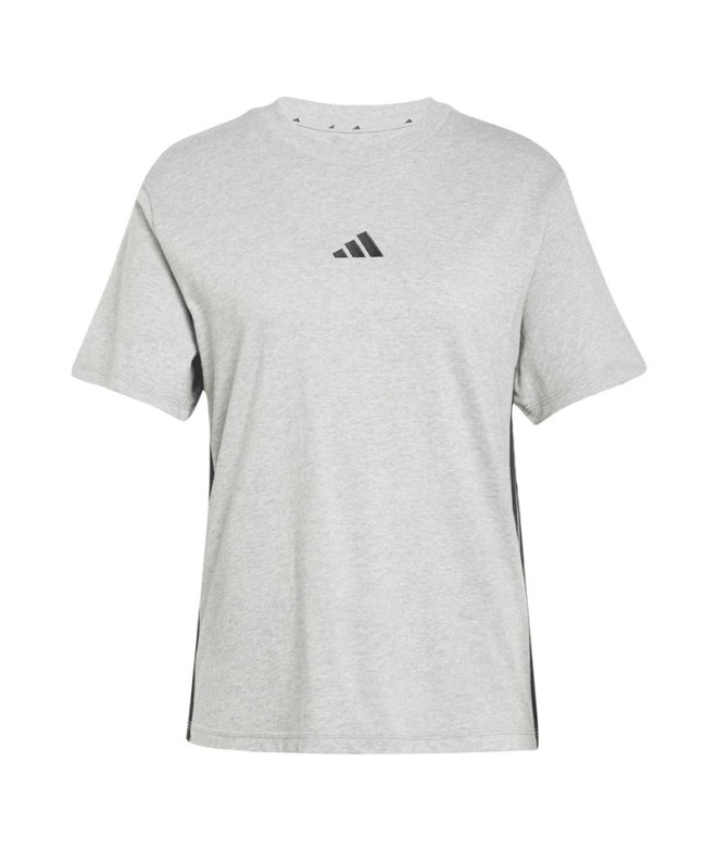 Camiseta adidas 3 Bandas Sj Mujer Gris/Negro