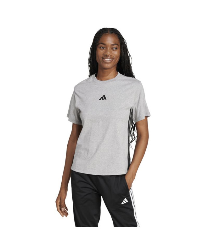 Camiseta adidas 3 Bandas Sj Mujer Gris/Negro