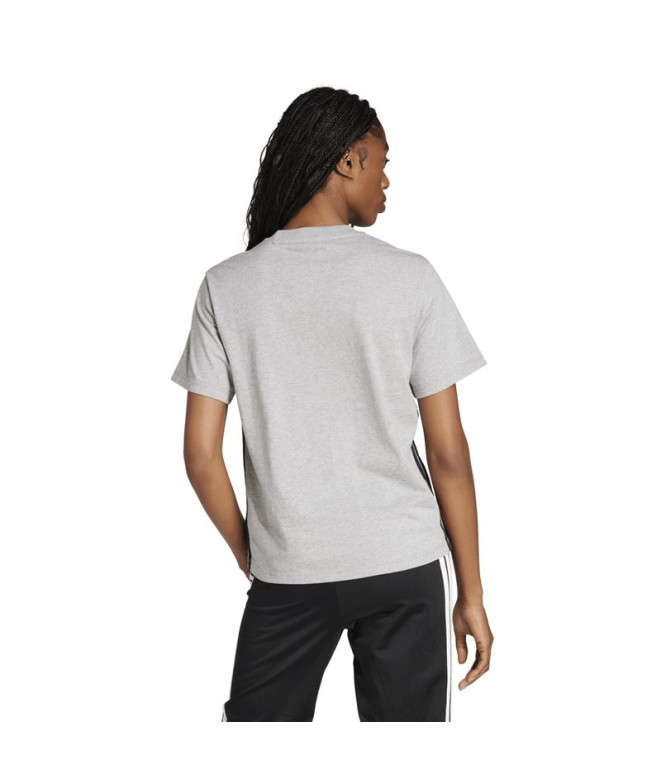 Camiseta adidas 3 Bandas Sj Mujer Gris/Negro