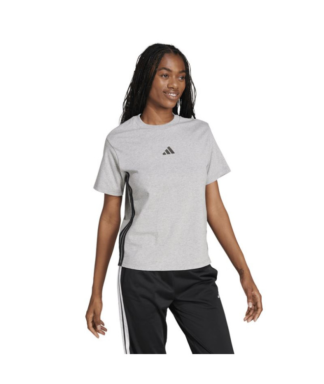 Camiseta adidas 3 Bandas Sj Mujer Gris/Negro