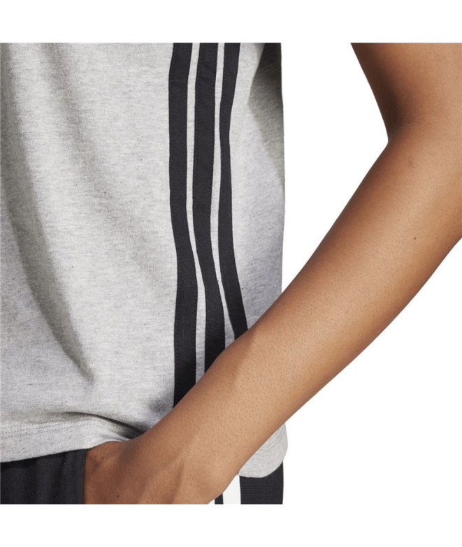 Camiseta adidas 3 Bandas Sj Mujer Gris/Negro