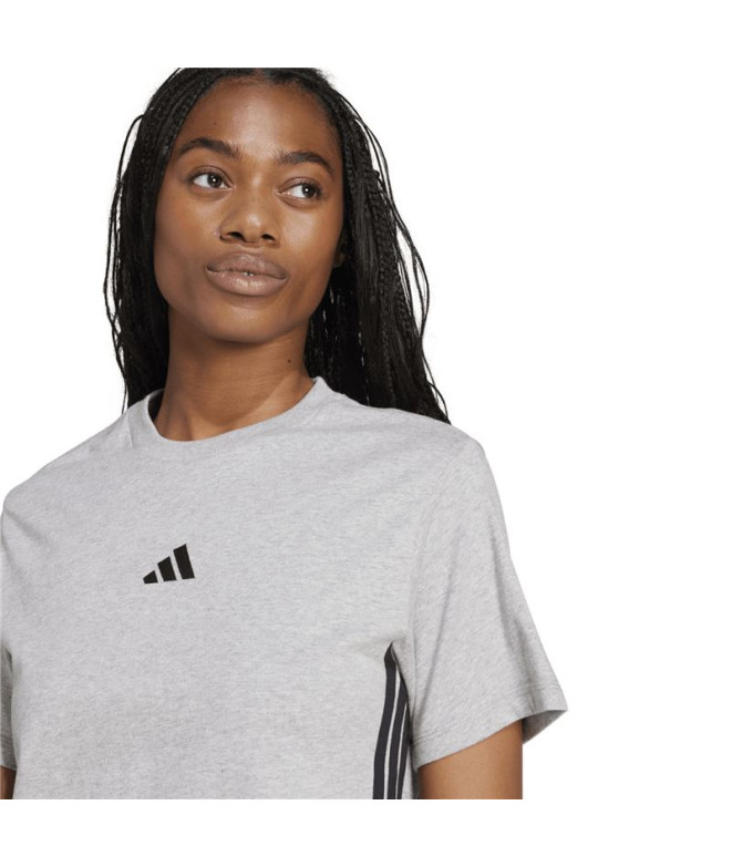 Camiseta adidas 3 Bandas Sj Mujer Gris/Negro