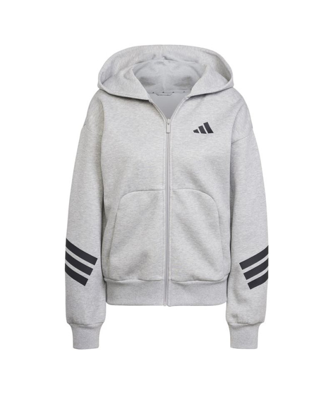 Sudadera adidas Future Icons 3 Bandas Fz Hd Mujer Gris