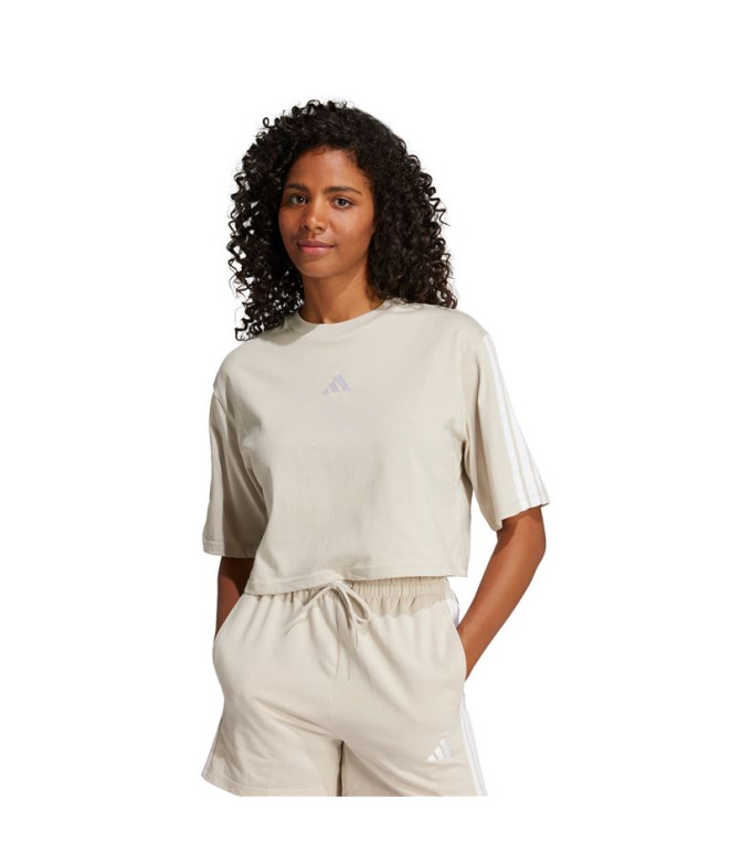 T-shirt adidas 3 Bandes Sj Tlr Femme Bleu/Blanc