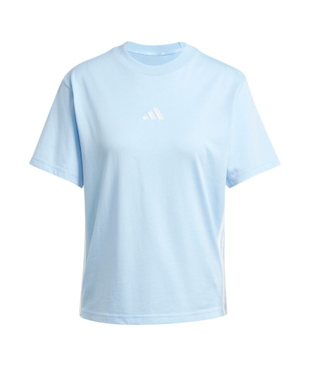Camiseta adidas 3 Bandas Sj Mulher Azul/Branco