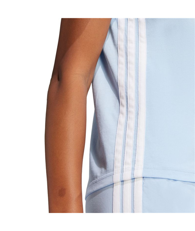 Camiseta adidas 3 Bandas Sj Mulher Azul/Branco