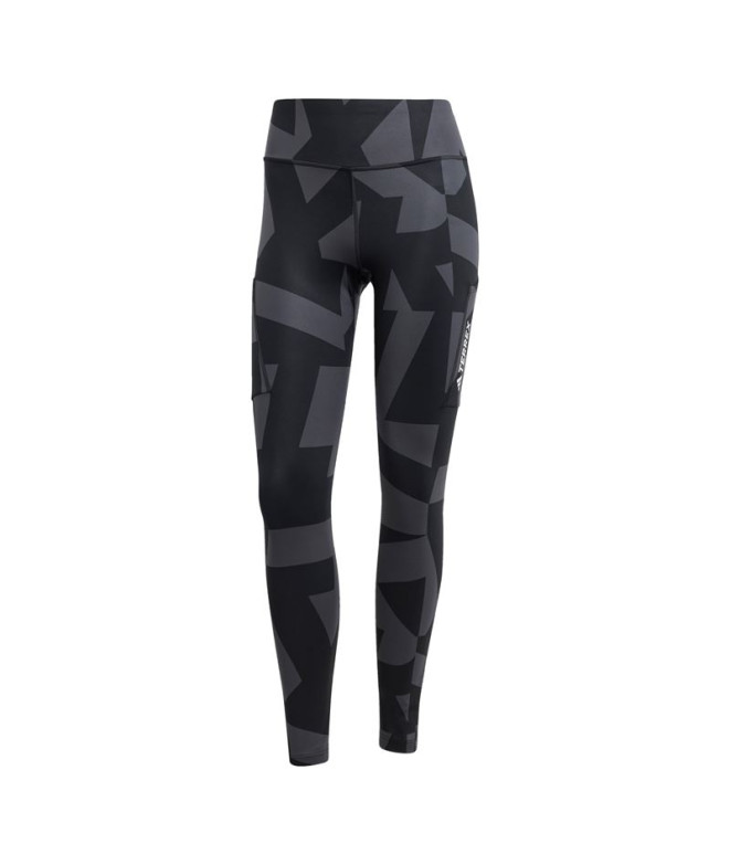 Malhas de Montanha adidas Mt Tights Aop Mulher Carbono/Preto