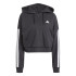 Sudadera adidas 3 Bandas French Terry Qz Hd Mujer Negro/Blanco