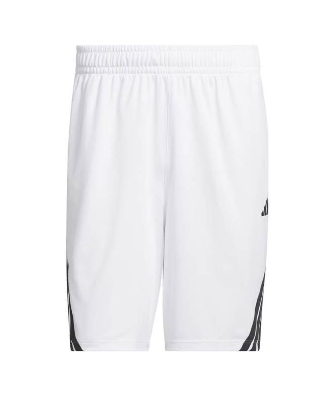 Pantalones de Baloncesto adidas 3 Bandas Short Hombre Blanco/Negro
