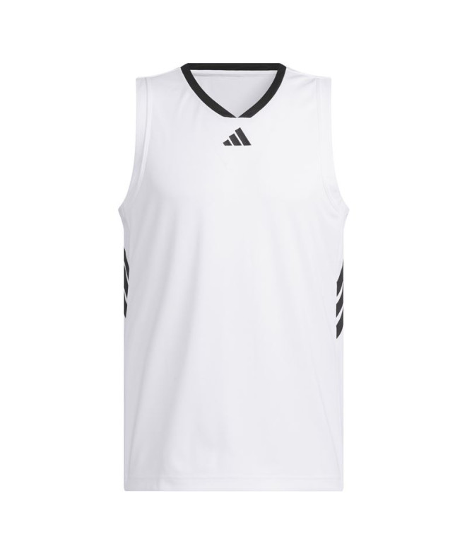 Camiseta de Baloncesto adidas 3 Bandas Tank Hombre Blanco/Negro