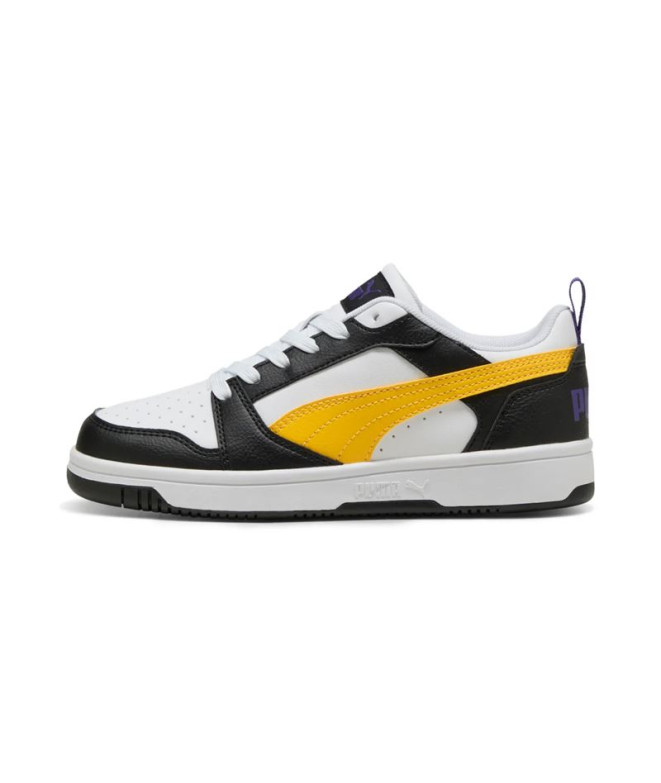 Zapatillas Puma Rebound V6 Lo J Infantil Negro/Amarillo/Blanco