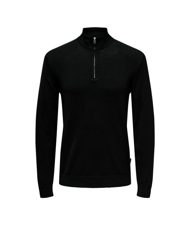 Sudadera Only & Sons Onswyler Life Reg 14 Half Zip Knit Noos Black Hombre