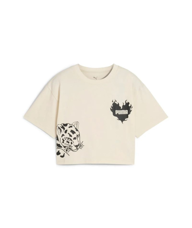 Camiseta Puma Essentials Graphic Length Tee III G Niña Alpine Snow