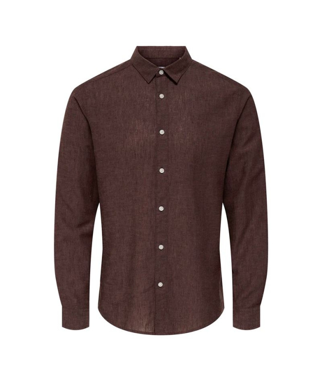 Camisa Only & Sons Onscaiden Life Ls Solid Linen Hombre Coffee Bean