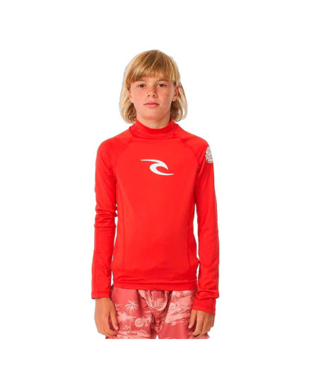 Licra de Surf Rip Curl Marque Vague Upf L/S - Enfant Rouge Licra de Surf Rip Curl Marque Vague Upf L/S - Enfant Rouge