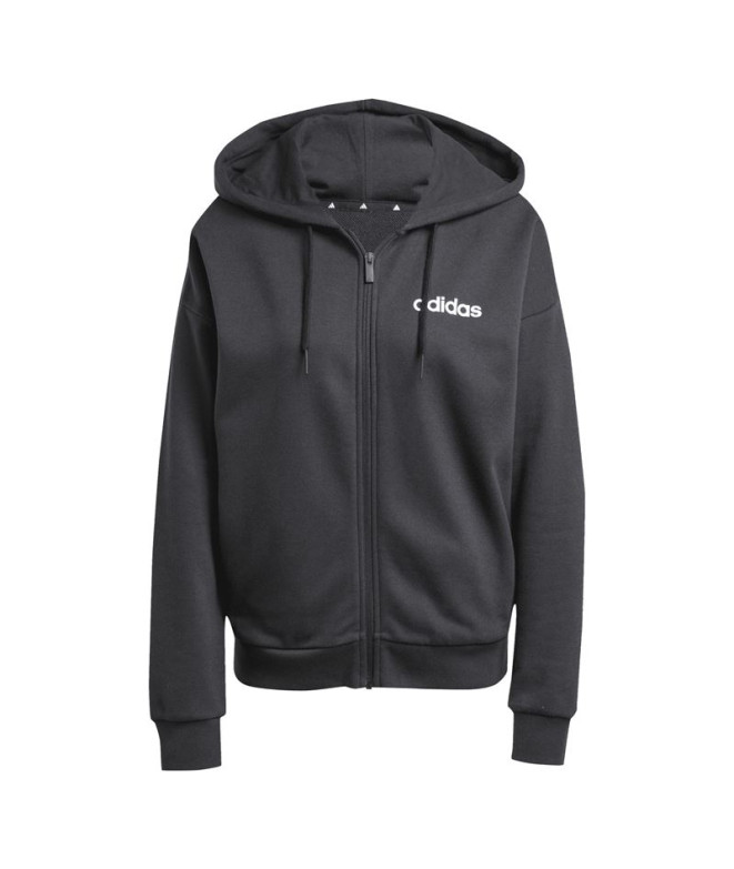 Sudadera adidas Lin French Terry Fz Hd Mujer Negro/Blanco