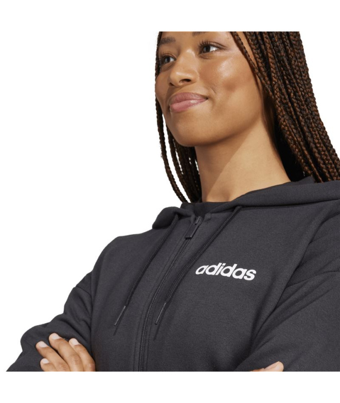 Casaco adidas Linear Ft Fz Hd Mulher Preta/Branca