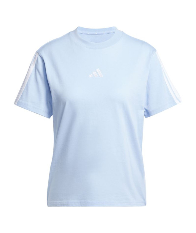 Camiseta adidas 3 Bandas Sj Mujer Azul/Blanco