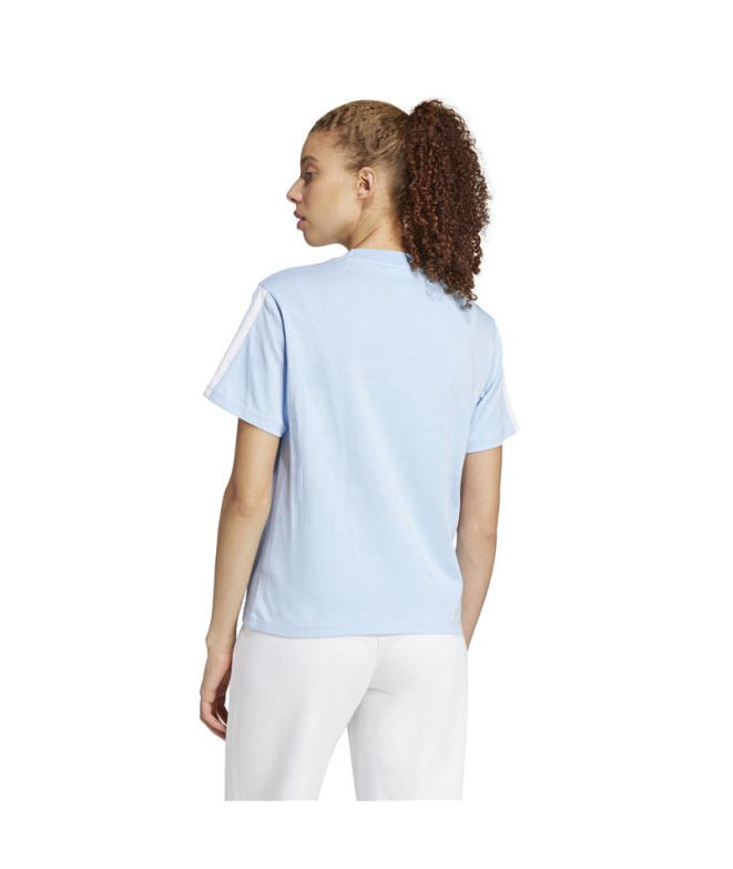 Camiseta adidas 3 Bandas Sj Mujer Azul/Blanco