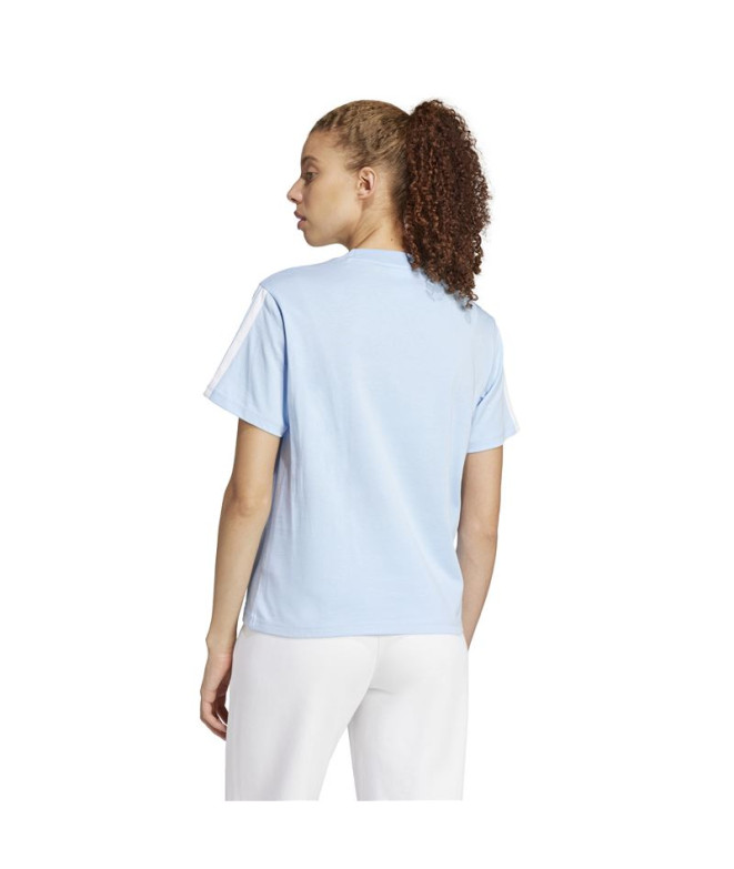 Camiseta adidas 3 Bandas Sj Mulher Azul/Branco