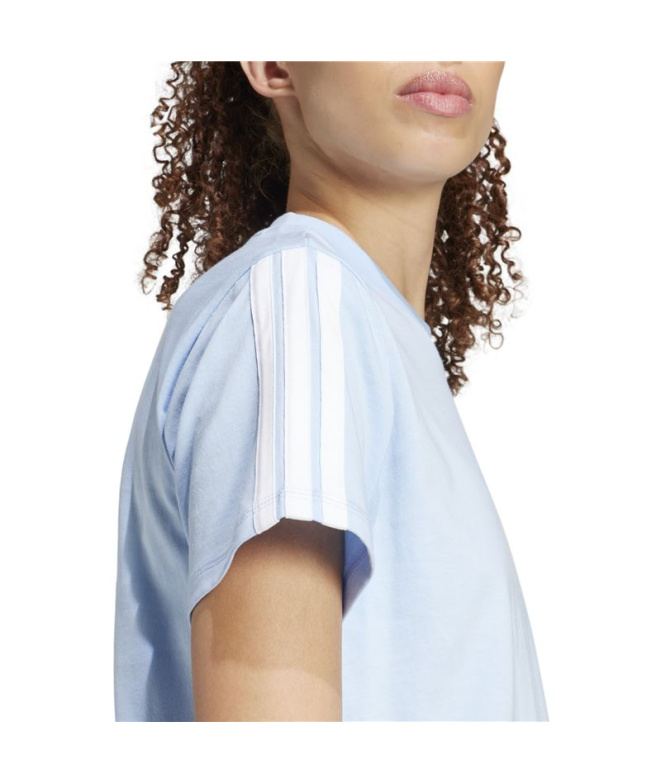Camiseta adidas 3 Bandas Sj Mujer Azul/Blanco