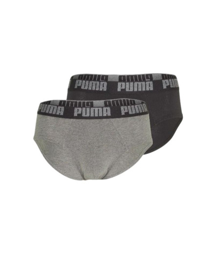 Slip Puma Basic Brief 2P Homme Gris/Noir Slip Puma Basic Brief 2P Homme Gris/Noir