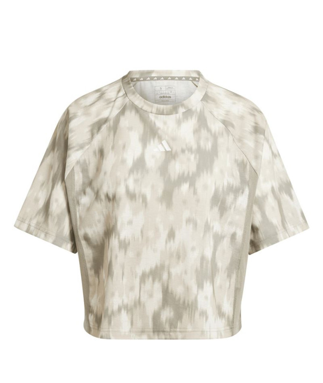 Camiseta de Fitness adidas Train Essentials Aop Flower Tie-Dye Mujer Gris