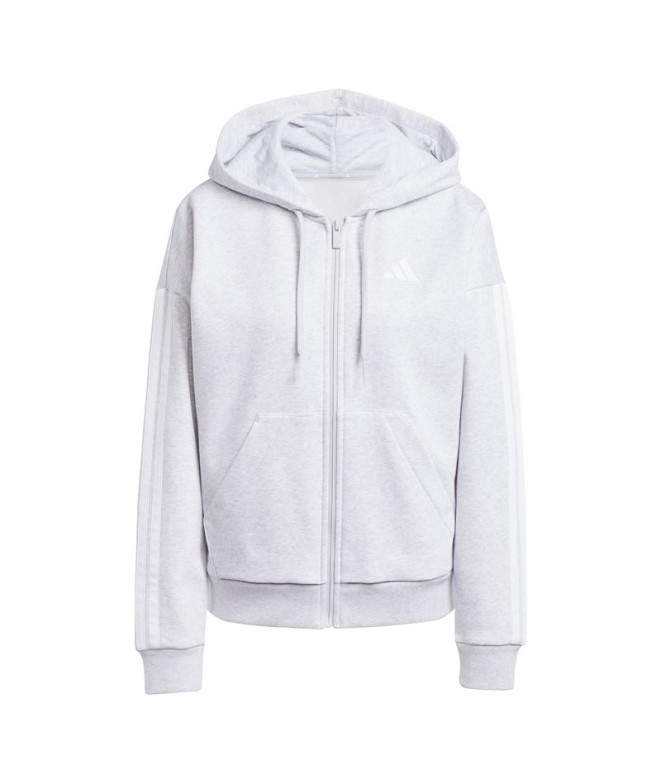 Sudadera adidas 3 Bandas Fl Fz Hd Mujer Gris claro jaspeado/blanco