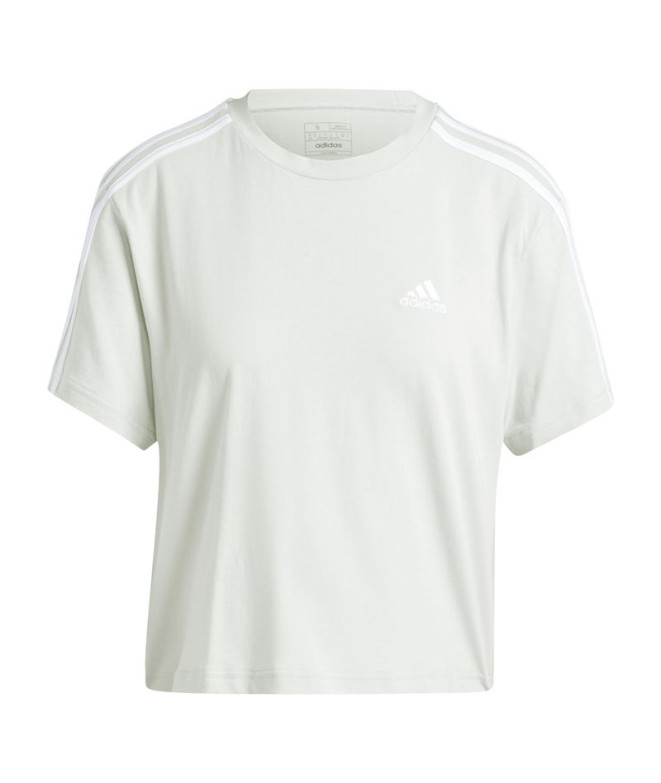 Camiseta adidas Essentials 3 Bandas Single Jersey Cropped Top Mujer Verde