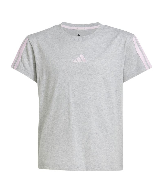 Camiseta adidas Jg 3 Bandas 160 Niña Gris/Rosa