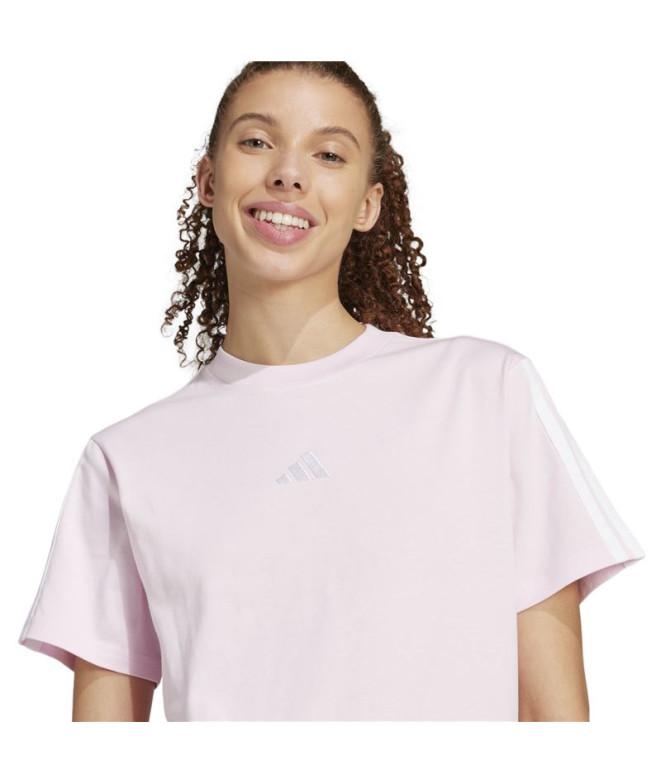 Camiseta adidas 3 Bandas Sj Mulher Rosa