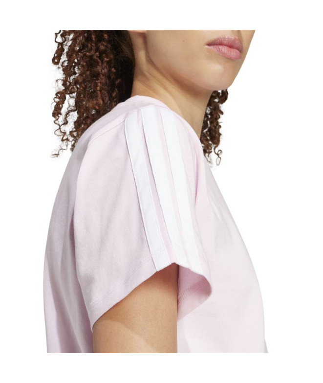 Camiseta adidas 3 Bandas Sj Mulher Rosa