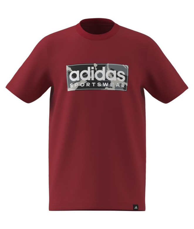 Camiseta adidas Camo Lin Menino Vermelho