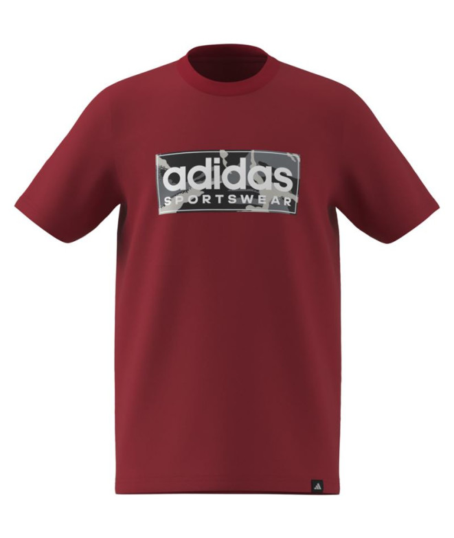 Camiseta adidas Camo Lin Menino Vermelho