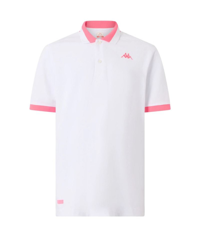 Polo Casual Kappa Hombre Neón blanco/Neón fucsia