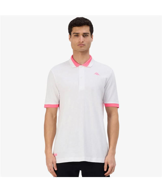 Polo Casual Kappa Hombre Neón blanco/Neón fucsia