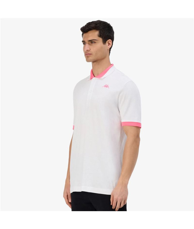 Polo Casual Kappa Hombre Neón blanco/Neón fucsia