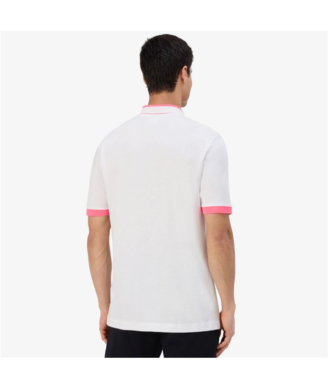 Polo Casual Kappa Hombre Neón blanco/Neón fucsia