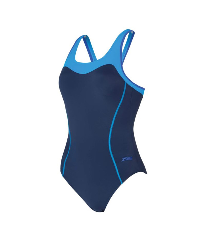 Bañador de Natación Zoggs Tokyo Iceback Mujer Azul Marino/Light Azul