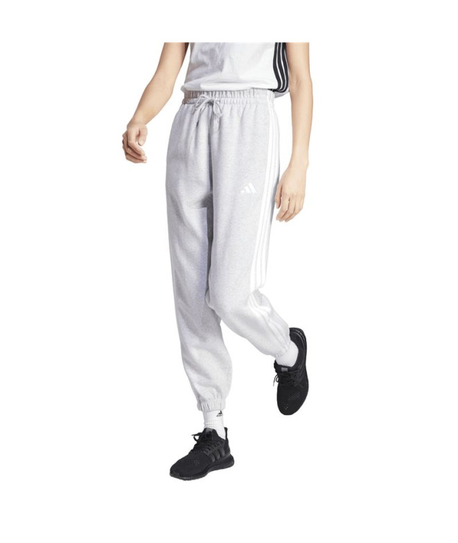 Calça adidas 3 Bandas Fl Mulher Cinza/Branco
