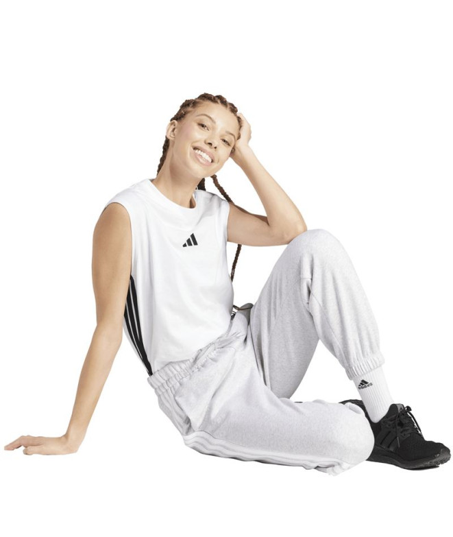 Pantalons adidas 3 Bandes Fl Femme Gris/Blanc