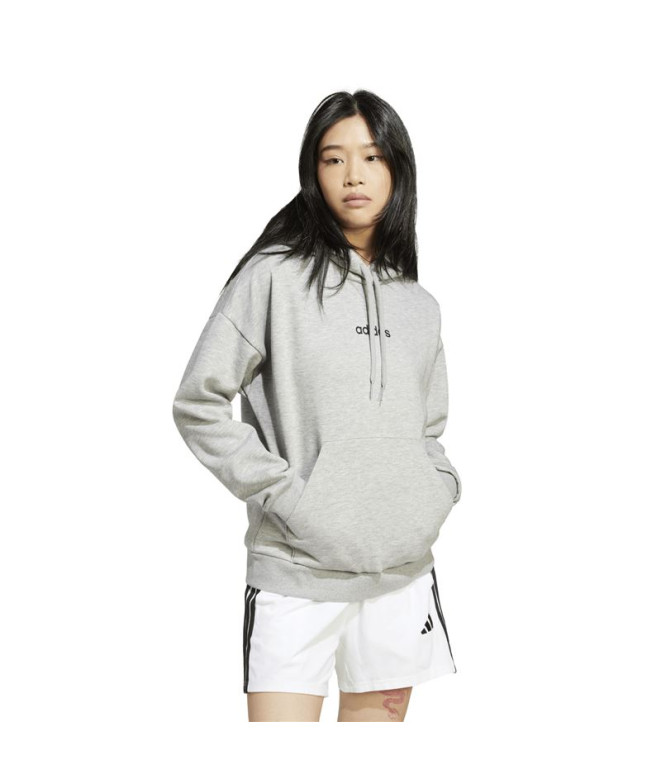 Moletom adidas Lin Fl Hd Mulher Cinza/Preto
