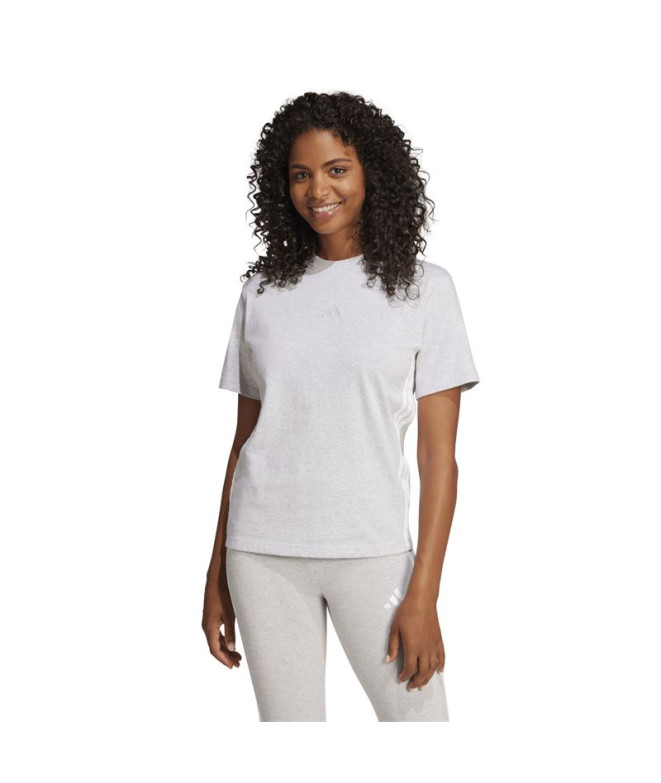 T-shirt adidas 3 Bandes Sj Femme Gris/Blanc