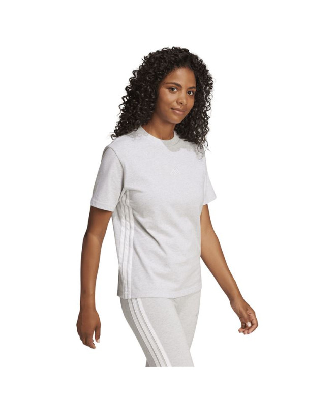 T-shirt adidas 3 Bandes Sj Femme Gris/Blanc