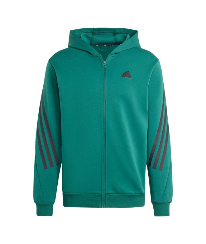 Chaqueta adidas Future Icons 3 Bandas Full-Zip Hoodie Hombre Verde Oscuro