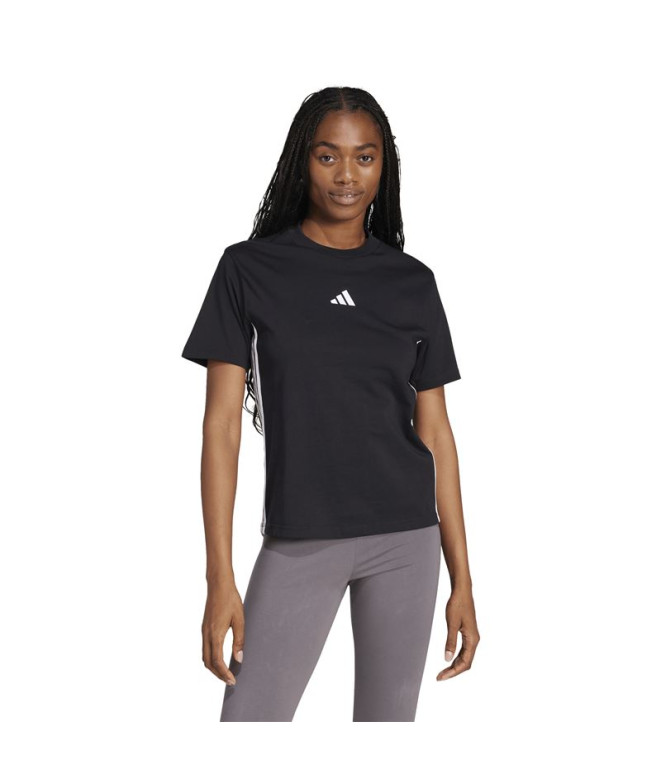 Camiseta adidas 3 Bandas Sj Mulher Preto/Branco