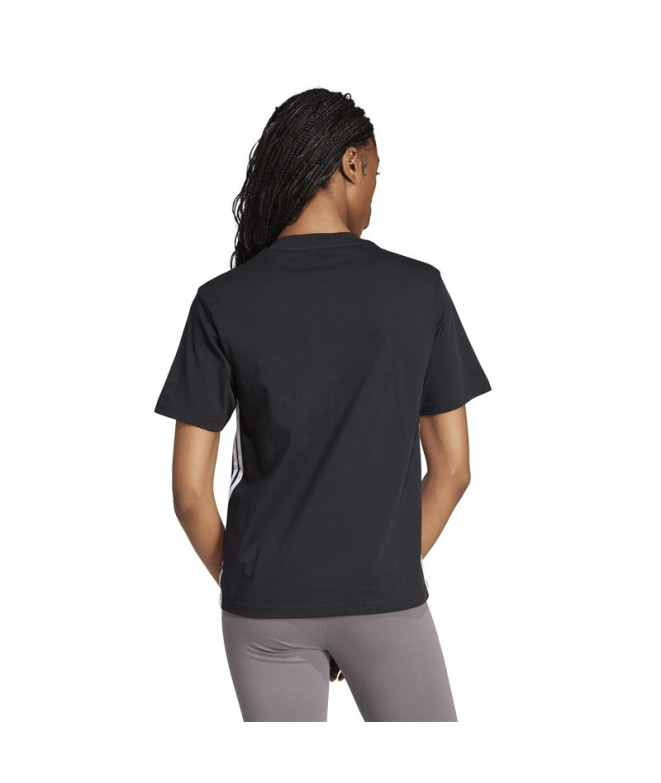 Camiseta adidas 3 Bandas Sj Mulher Preto/Branco