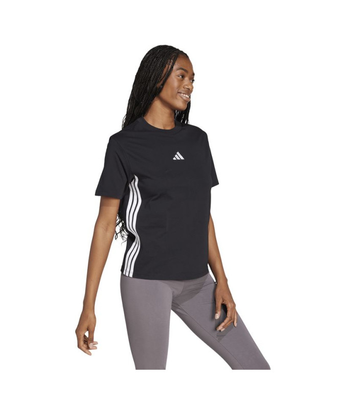 Camiseta adidas 3 Bandas Sj Mulher Preto/Branco