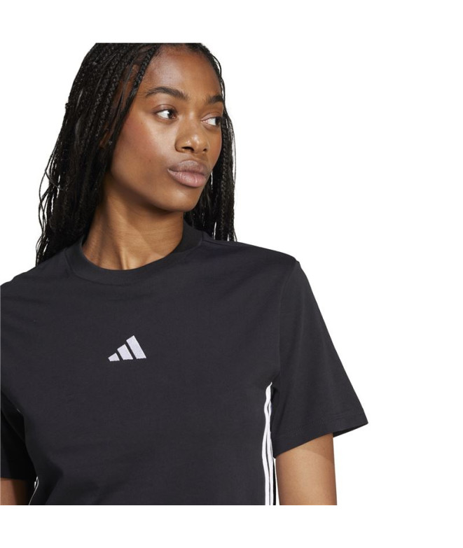 Camiseta adidas 3 Bandas Sj Mulher Preto/Branco